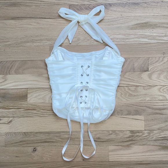 White Halter Neck Corset Top - Picture 6 of 7